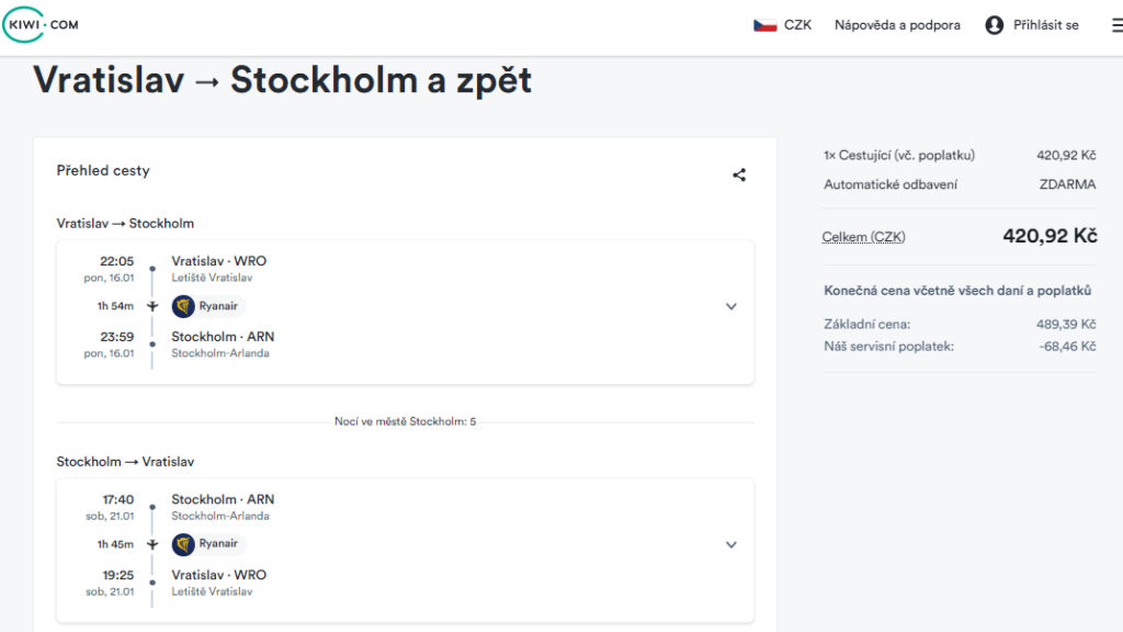 Akční letenky Stockholm z Wroclawi v lednu