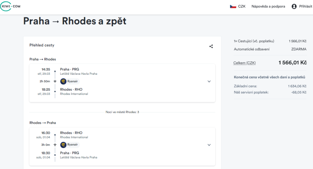 Akční letenky Rhodos z Prahy na jaře